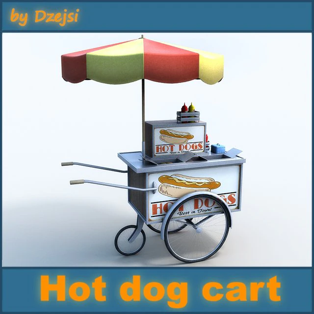 hotdog cart 3D Model .c4d .max .obj .3ds .fbx .stl .blend 