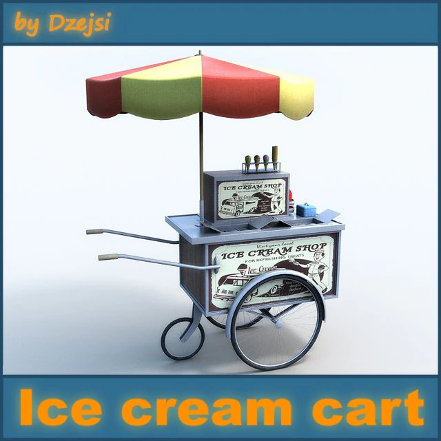 icecream cart 3D Model .c4d .max .obj .3ds .fbx .stl .blend 