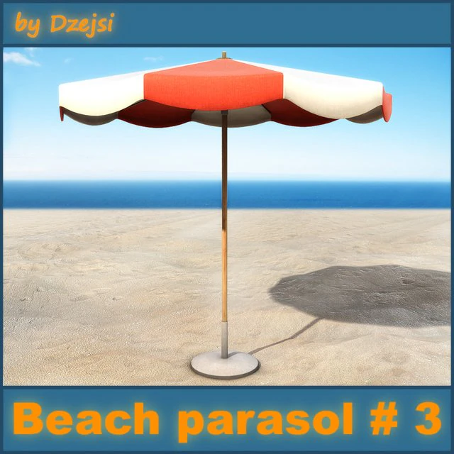 beach parasol 3 3D Model .c4d .max .obj .3ds .fbx .stl .blend