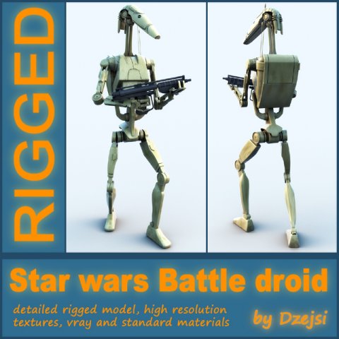 star wars battle droid - rigged 3D 모델 .c4d .max .obj .3ds .fbx .stl .blend 
