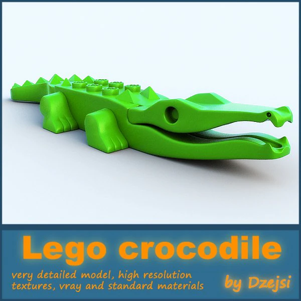 lego crocodile 3D Model .c4d .max .obj .3ds .fbx .stl .blend