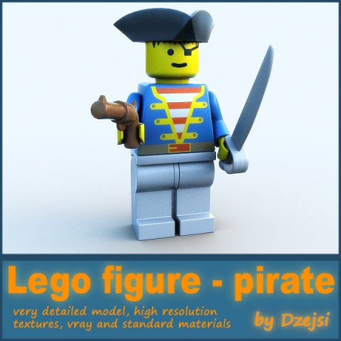 lego figure - pirate 3D Model .c4d .max .obj .3ds .fbx .stl .blend 
