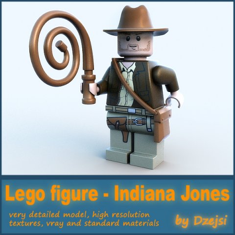 lego figure - indiana jones 3D Model .c4d .max .obj .3ds .fbx .stl .blend 