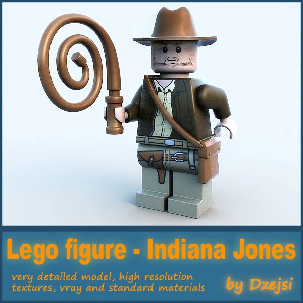 lego figure - indiana jones 3D Model .c4d .max .obj .3ds .fbx .stl .blend 