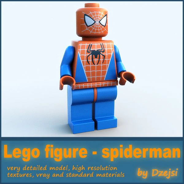 lego figure - spiderman 3D Model .c4d .max .obj .3ds .fbx .stl .blend 