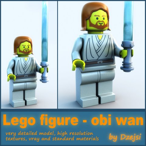 lego figure - obi wan 3D Model .c4d .max .obj .3ds .fbx .stl .blend 