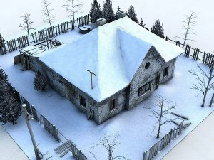 ruined house garden 3D Model