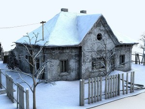 ruined house garden Modelo 3D