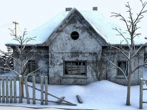 ruined house garden 3D Model