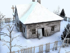 ruined house garden Modelo 3D