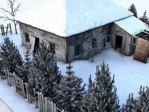ruined house garden Modelo 3D