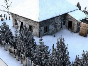 ruined house garden 3D Model