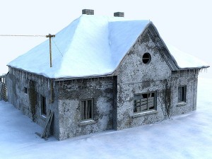 ruined house interior Model 3D
