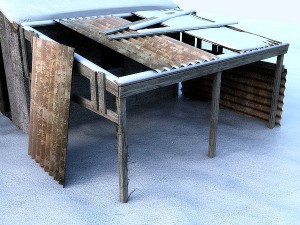 ruined house interior Model 3D