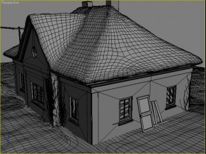 ruined house interior Model 3D