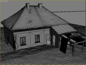 ruined house interior Model 3D