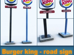 burger king - road sign 3D Model