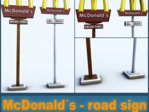 mcdonalds road sign Modelo 3D