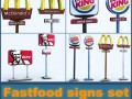 fastfood signs set 3Dモデル