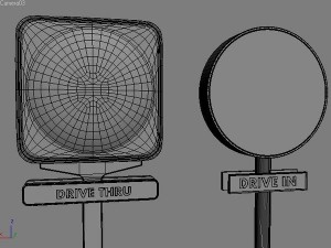 fastfood signs set Modello 3D