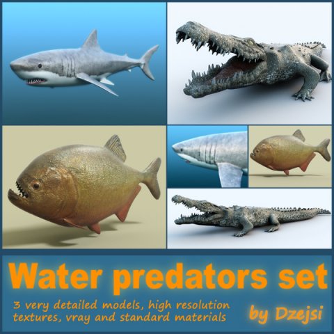 water predators set 3D Модель .c4d .max .obj .3ds .fbx .stl .blend 