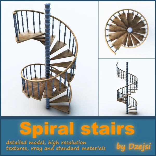 spiral stairs 3D Model .c4d .max .obj .3ds .fbx .stl .blend 