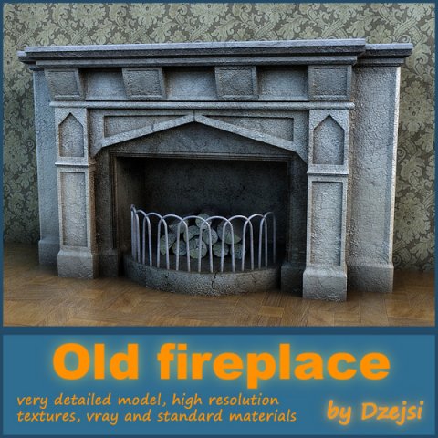 old fireplace 3Dモデル .c4d .max .obj .3ds .fbx .stl .blend 