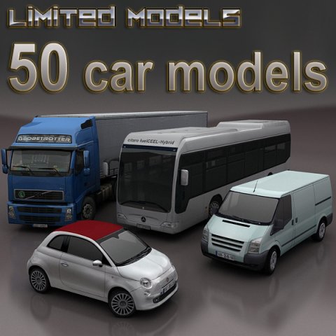 cars mega pack 50 items 3D Модель .c4d .max .obj .3ds .fbx .stl .blend