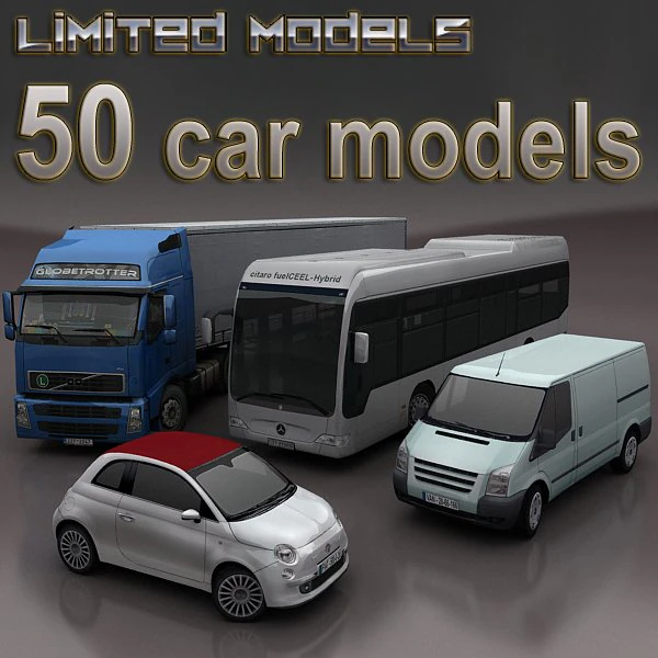 cars mega pack 50 items 3D Model .c4d .max .obj .3ds .fbx .stl .blend 
