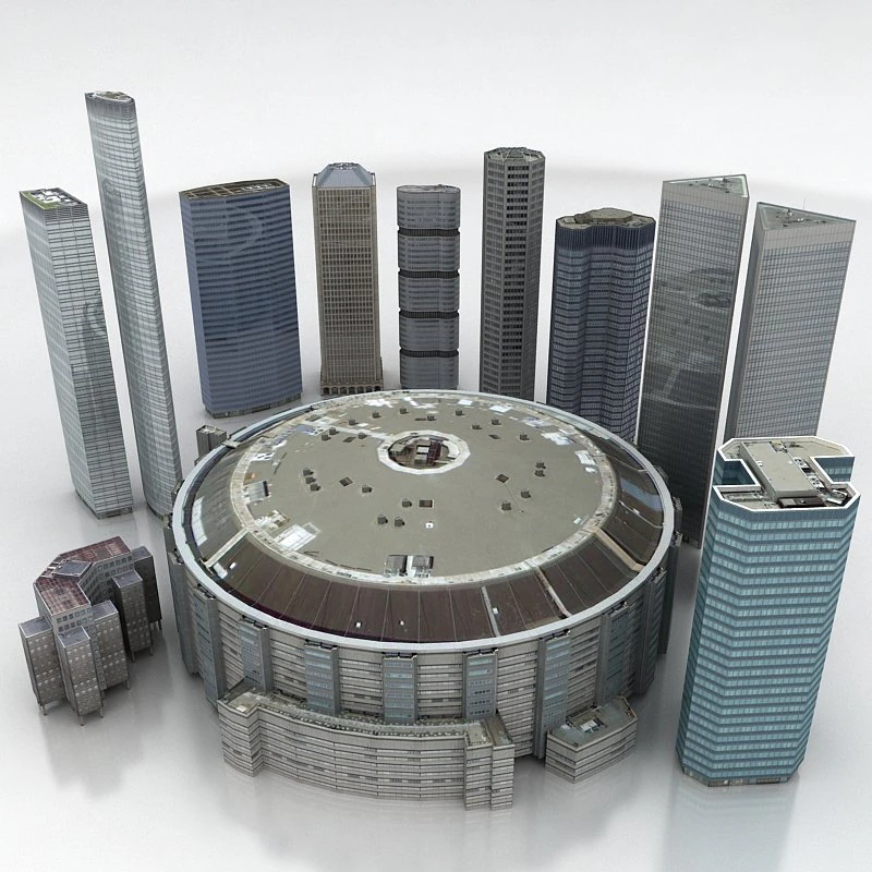 10 city buildings pack 3D Model .c4d .max .obj .3ds .fbx .stl .blend 