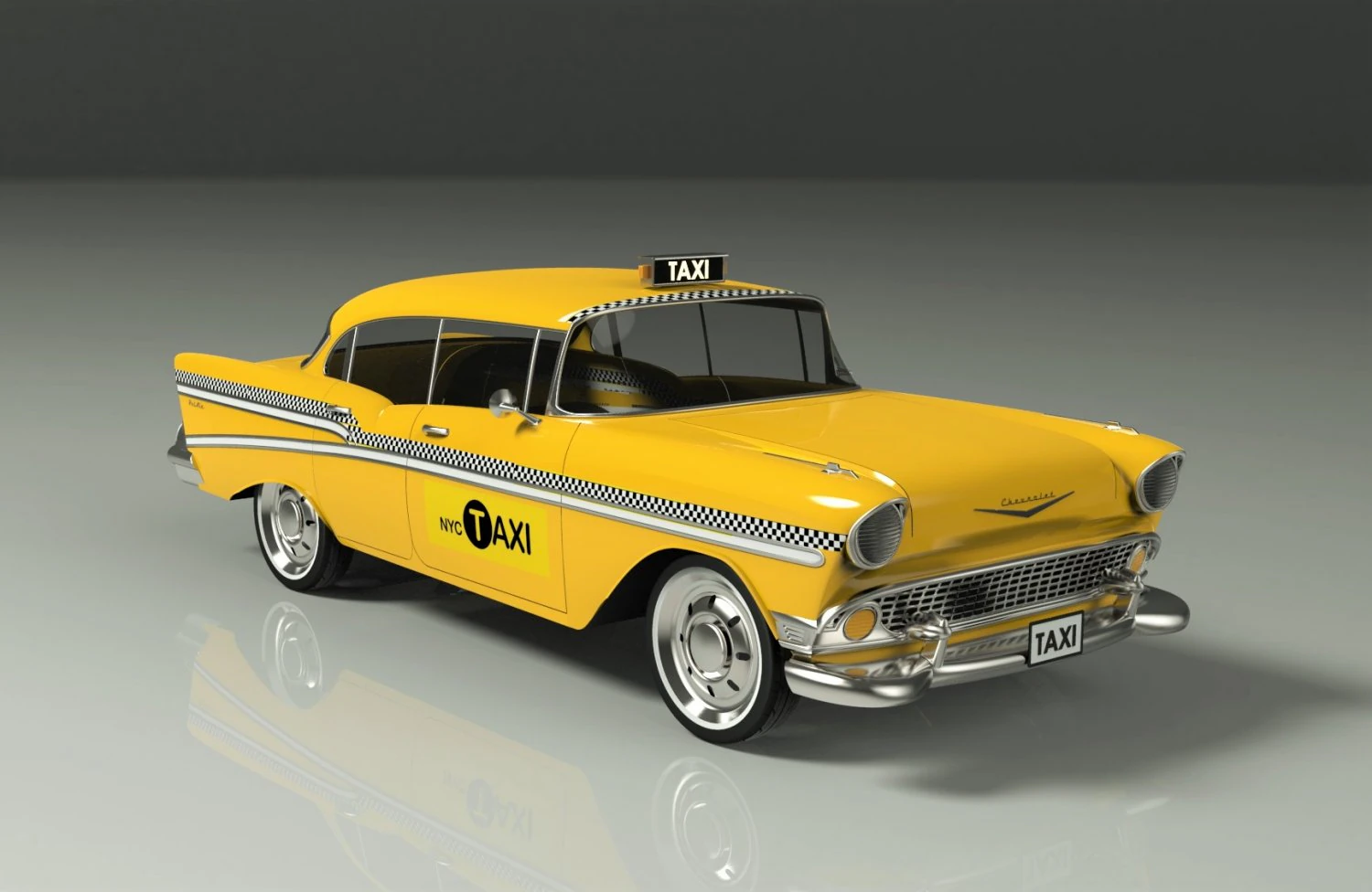 chervolet bel air taxi 3D Model .c4d .max .obj .3ds .fbx .stl .blend 