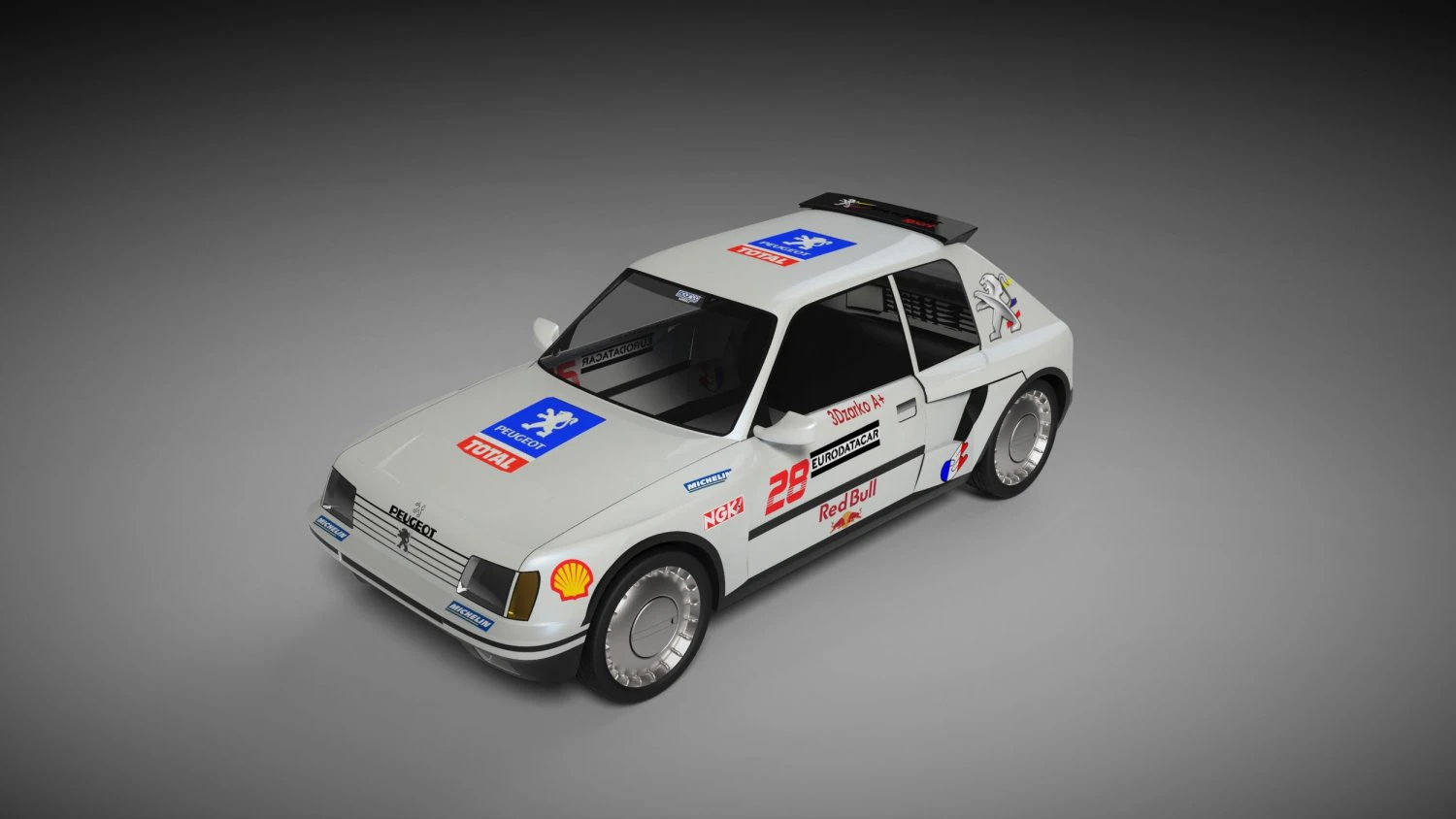 peugeot 205 turbo 3D Model .c4d .max .obj .3ds .fbx .stl .blend 