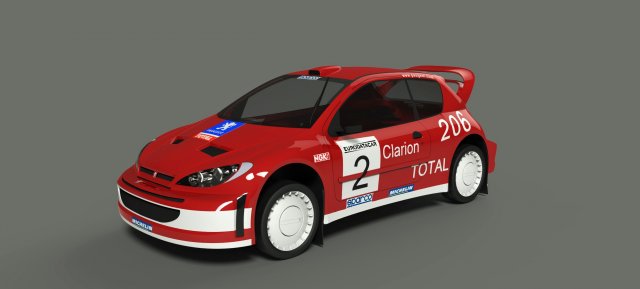 peugeot 206 wrc 2002 Model 3D .c4d .max .obj .3ds .fbx .stl .blend 