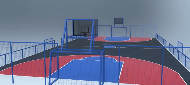 outdoor basketball and soccer playground 3D 模型 .c4d .max .obj .3ds .fbx .stl .blend 
