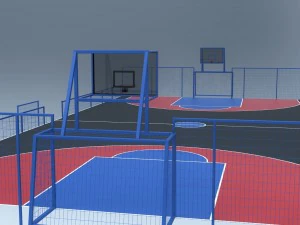 outdoor basketball and soccer playground 3D Model