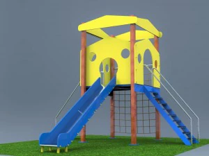 plataforma con tobog&aacute;n deslizante Modelo 3D