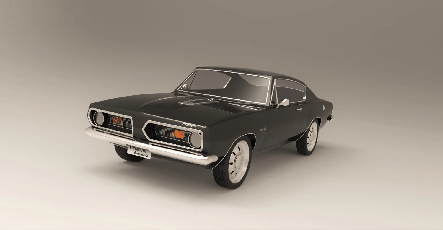 Plymouth barracuda 1968 3D Model .c4d .max .obj .3ds .fbx .stl .blend 