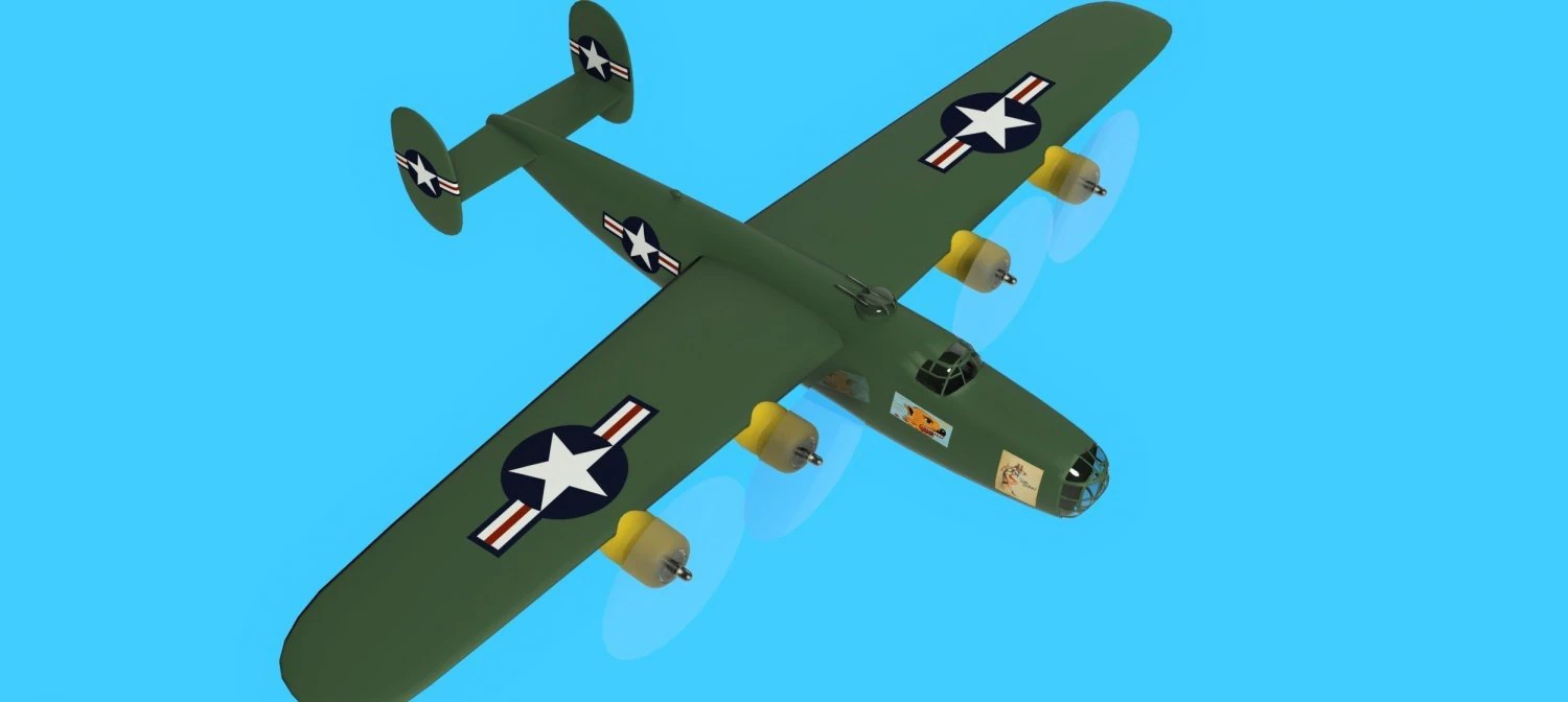 b 24 bomber 3D Model .c4d .max .obj .3ds .fbx .stl .blend 