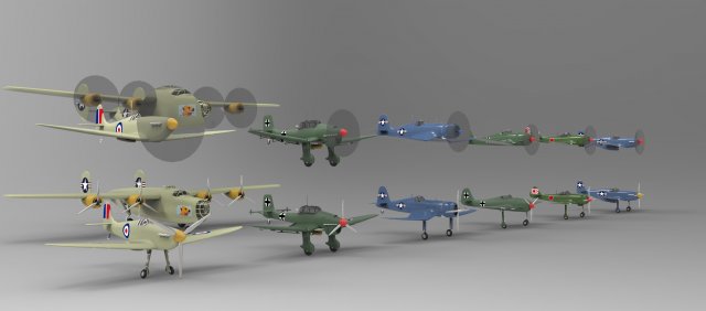 airplanes wwii collection 3D-Modell .c4d .max .obj .3ds .fbx .stl .blend 