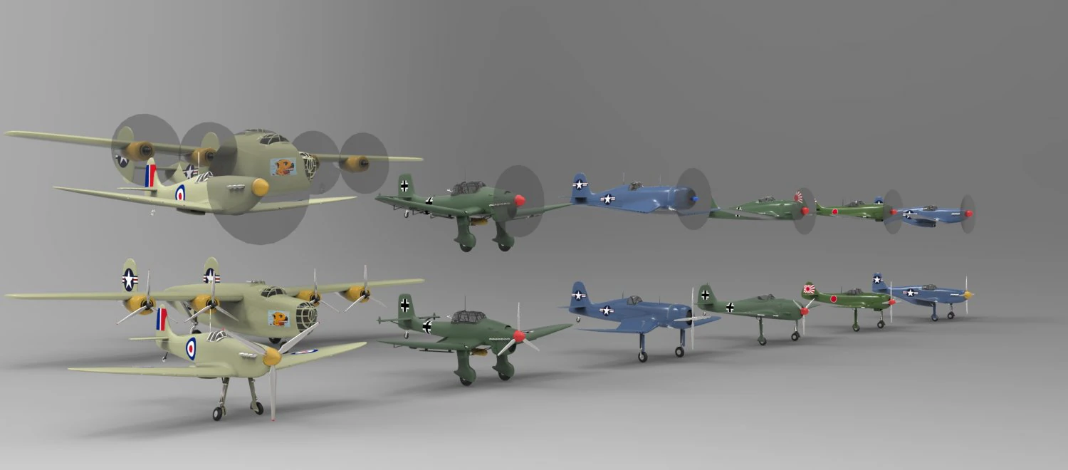 airplanes wwii collection 3D Model .c4d .max .obj .3ds .fbx .stl .blend 