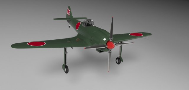 nakajima ki-84 hayate 3D Modell .c4d .max .obj .3ds .fbx .stl .blend