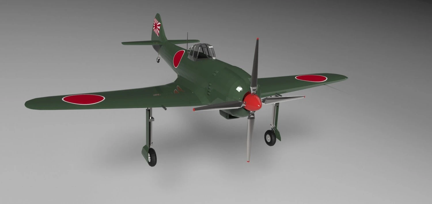 nakajima ki-84 hayate 3D Model .c4d .max .obj .3ds .fbx .stl .blend 