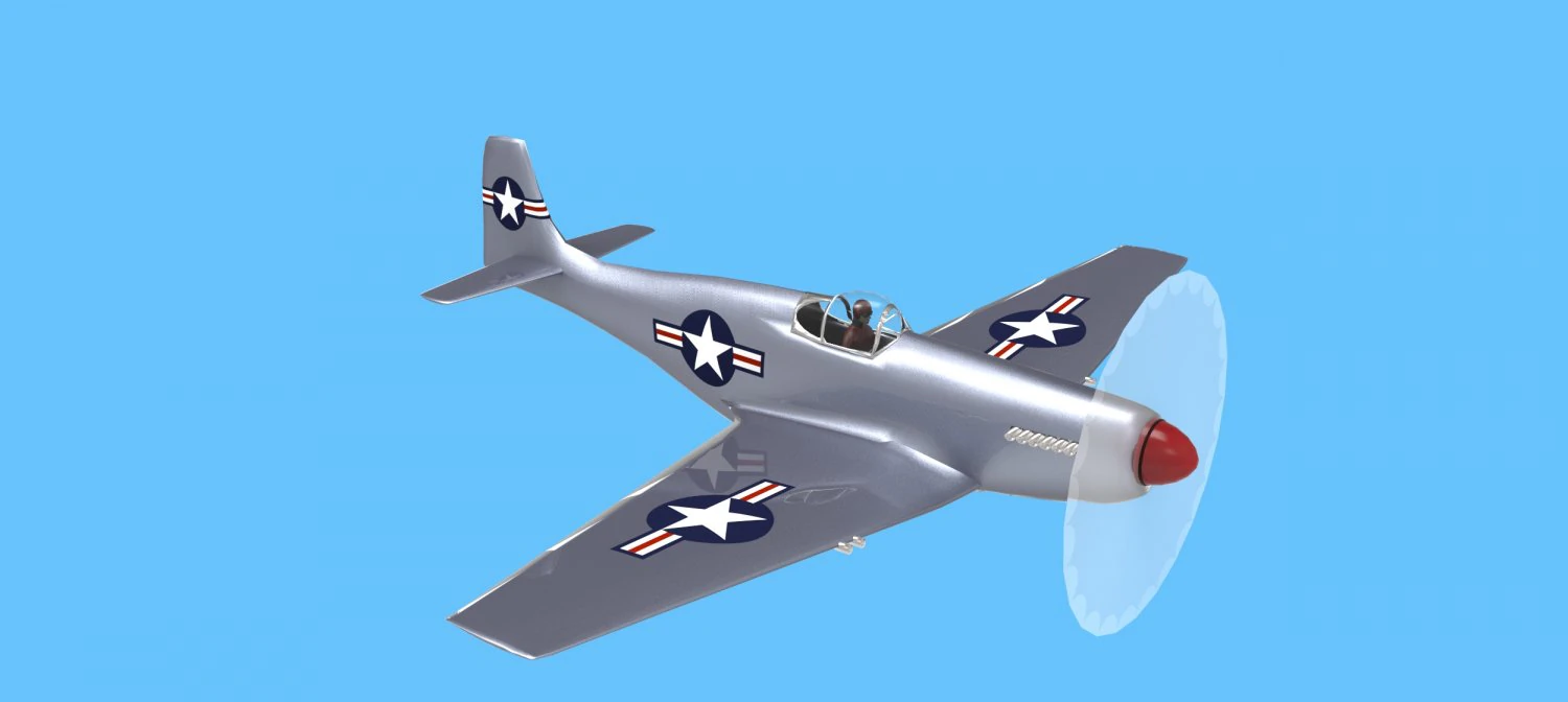 mustang p51 3D Model .c4d .max .obj .3ds .fbx .stl .blend 