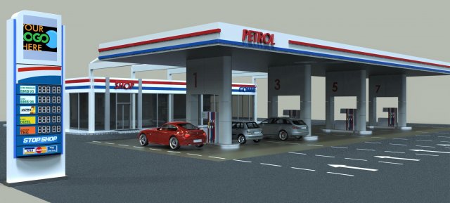 gas station 3D 模型 .c4d .max .obj .3ds .fbx .stl .blend