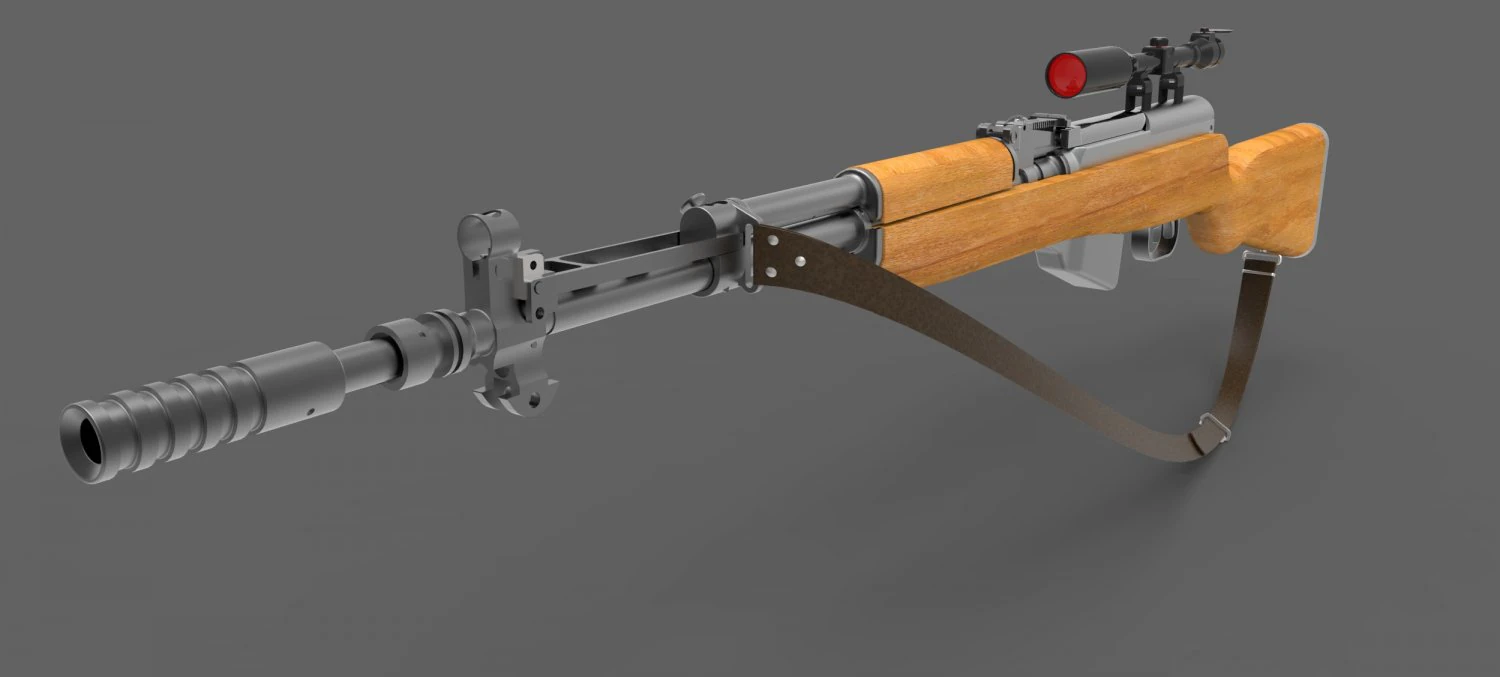 semi-automatic rifle with optical sight 3D Model .c4d .max .obj .3ds .fbx .stl .blend