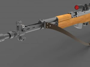 karabin p&oacute;łautomatyczny z celownikiem optycznym Model 3D