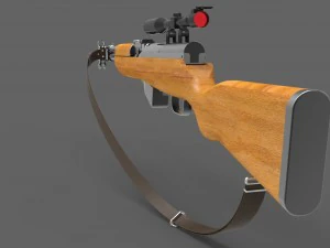 semi-automatic rifle with optical sight 3D Model