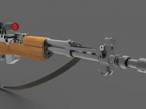 semi-automatic rifle with optical sight 3D Model