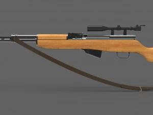 semi-automatic rifle with optical sight 3D Model
