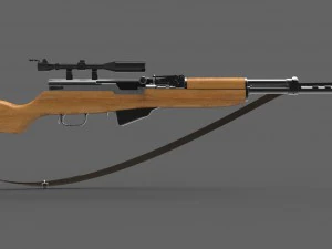 semi-automatic rifle with optical sight 3D Model